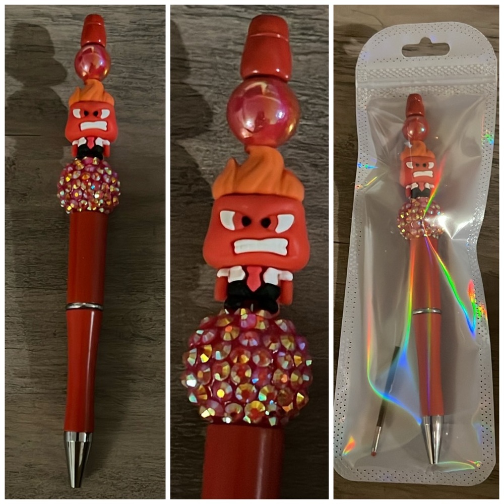 Inside Out Anger beaded focal pen